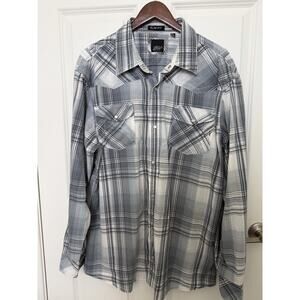 Various Artist mens long sleeve pearl snap Shirt mens size XXL Slim Fit